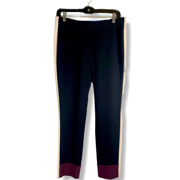 Aritzia Wilfred Alara Color Block Trouser Pants Black Burgundy Crepe Womens 4 - Picture 1 of 13
